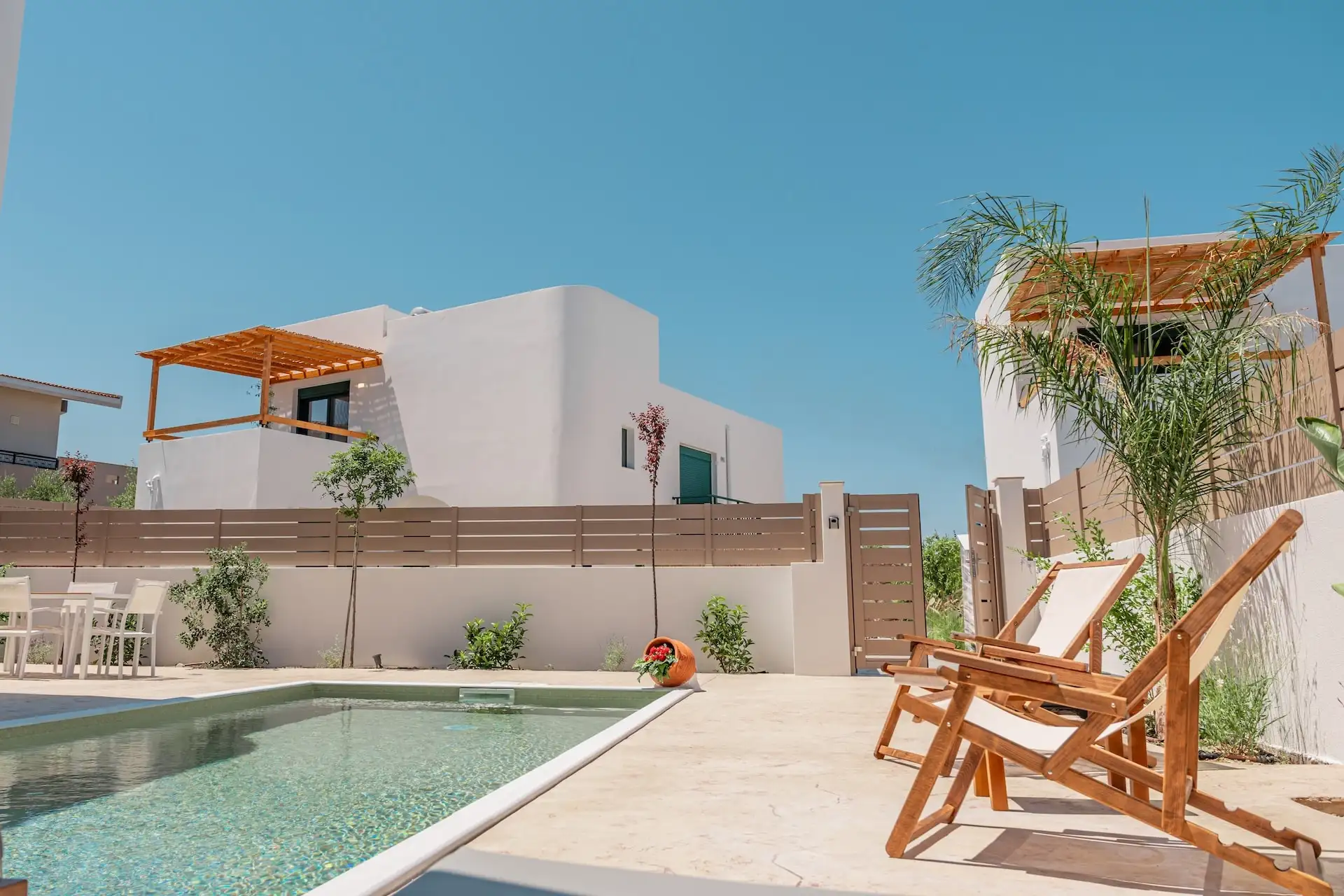 Private villa pool with Aegean views